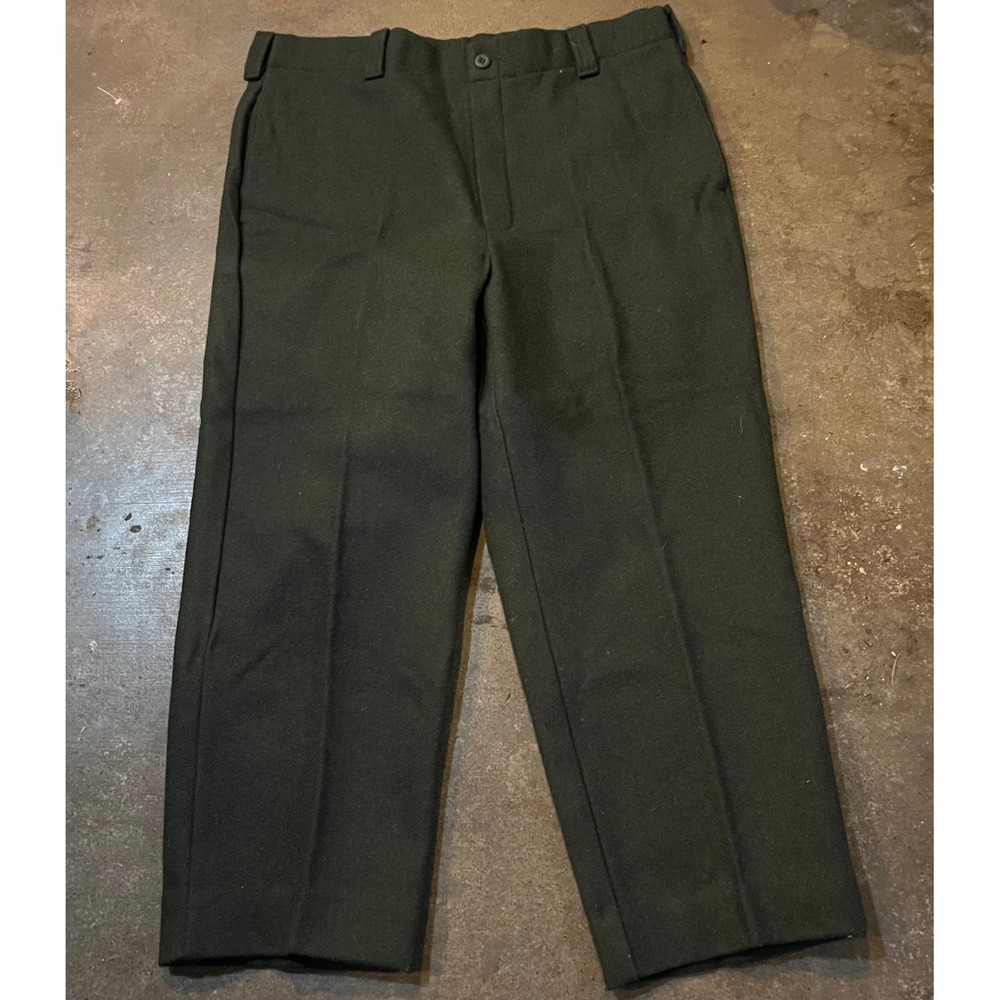 Vintage L.L. Bean Heavy Pants Men 40 Green Wool Blend 85% Straight Leg USA Made - Picture 2 of 6
